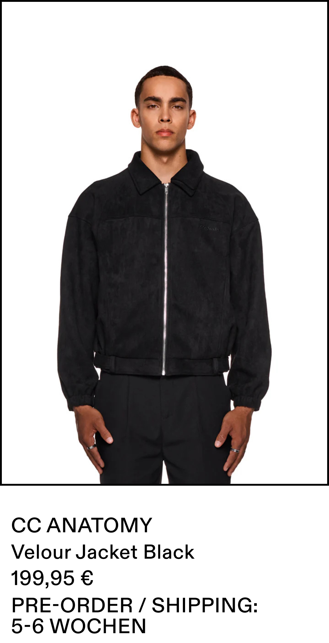 CC Anatomy Velour Jacket Black